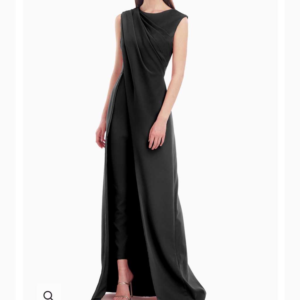 Kay Unger Black Draped Overlay Evening Jumpsuit